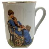 NORMAL ROCKWELL 1982 GOLD RIM PORCELAIN MUGS, LOT OF 8 MUGS