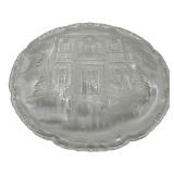 VINTAGE 15" MIKASA "WINTER WONDERLAND" GLASS ROUND HOSTESS PLATTER