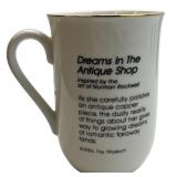 NORMAL ROCKWELL 1982 GOLD RIM PORCELAIN MUGS, LOT OF 8 MUGS