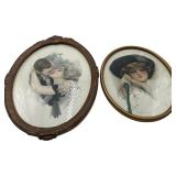 VINTAGE PAINTINGS WALL DECOR VICTORIAN FRAMED ART, LOT OF 2
