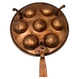 VINTAGE LARGE 11" COPPER EGG POACHER, DANISH CAKE BAKER