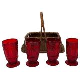 VINTAGE LE SMITH 4 MOON AND STAR 13 OZ FOOTED ICED TEA GLASSES