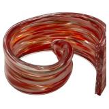 ABSTRACT RED ART GLASS SWIRL SCULPTURE HOME DECOR