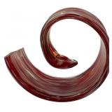 ABSTRACT RED ART GLASS SWIRL SCULPTURE HOME DECOR