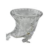VINTAGE CRYSTAL GLASS CORNUCOPIA "HORN OF PLENTY" DECORATIVE VASE