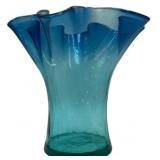 VINTAGE BLENKO TURQUOISE BLUE DOUBLE NECK VASE 415L PONTIL 9" 1940 to 1954
