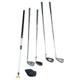TAYLOR MADE BAG WITH PRIMA GOLF CLUB SET WITH ATTACHMENTS