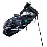 TAYLOR MADE BAG WITH PRIMA GOLF CLUB SET WITH ATTACHMENTS