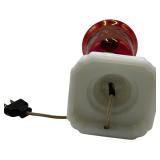 VINTAGE RUBY RED/MARBLE BASE MID-CENTURY CUT TO CLEAR GLASS LAMP, 2 OF 2