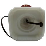 VINTAGE RUBY RED/MARBLE BASE MID-CENTURY CUT TO CLEAR GLASS LAMP, 2 OF 2