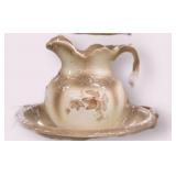 VINTAGE R S PRUSSIA WATER PITCHER AND BOWL SET WITH STAND