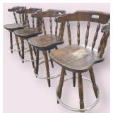 VINTAGE MID-CENTURY SWIVEL BAR STOOLS, LOT OF 4