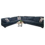 BLUE SECTIONAL, 4 PIECES, 129IN X 168 IN (10.75 FT X 14 FT)