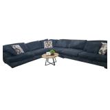 BLUE SECTIONAL, 4 PIECES, 129IN X 168 IN (10.75 FT X 14 FT)