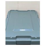 Set of 4 Hefty 12gal Max Pro Tote - Green Base + Lid with Black Latch & Silver Foil: Stackable, Lidded, Built-In Handles
