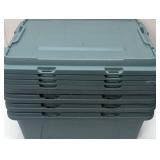 Set of 4 Hefty 12gal Max Pro Tote - Green Base + Lid with Black Latch & Silver Foil: Stackable, Lidded, Built-In Handles