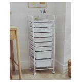 8 Drawer Storage Cart - Brightroom™: Rolling Utility Cart, Powder-Coated Steel & Polypropylene, White