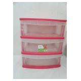 Pink Mainstays 3 drawer storage cart 21"x 14"x 26"