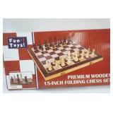 Wooden Folding 15" Chess Set - NEW in box