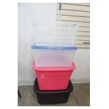 4 totes with 3 lids