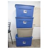 4 large totes (35 gal) w/3 lids