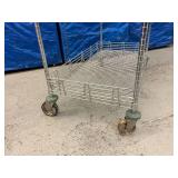 Adjustable 4-Tier Stainless Steel Mobile Wire Shelving Storage Rack Truck Cart - NSF Approved - Good Working Condition! 47.5" x 68" x 25" - Rubber On Two Wheels Missing - Still Moves Great!