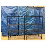 Lot of 2 Black Wire Shelving Storage Racks - Great Working Condition! 4-Tier & 5-Tier
