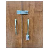 High Quality Heavy Duty Cherry Laminate Finish Executive Wardrobe Storage Cabinet with Number Combination Lock - Excellent Condition!