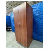 High Quality Heavy Duty Cherry Laminate Finish Executive Wardrobe Storage Cabinet with Number Combination Lock - Excellent Condition!