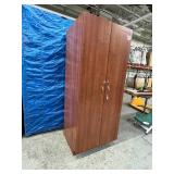 High Quality Heavy Duty Cherry Laminate Finish Executive Wardrobe Storage Cabinet with Number Combination Lock - Excellent Condition!