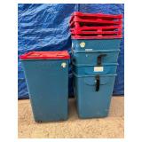 Lot of 5 TraceCart Mobile Surgical Waste Containment Transport System with Lids - In Good Condition!