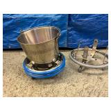 Lot of 1 Blickman Built Kick Bucket Holder With Bucket and 2 Mac Medical Kick Bucket Holders - Mac Holders Bands Are Bent A Little...still work thought or could be bent back...