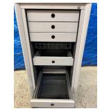 Locking Mobile Rolling Locking File & Storage Cabinet with Slide Up Door, Drawers and Wire Storage Bins - In Excellent Condition! No Key (Can Be Purchased Online For $5)