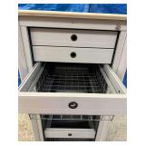 Locking Mobile Rolling Locking File & Storage Cabinet with Slide Up Door, Drawers and Wire Storage Bins - In Excellent Condition! No Key (Can Be Purchased Online For $5)