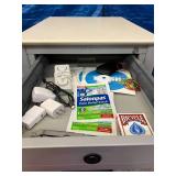 Locking Mobile Rolling Locking File & Storage Cabinet with Slide Up Door, Drawers and Wire Storage Bins - In Excellent Condition! No Key (Can Be Purchased Online For $5)