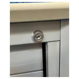 Locking Mobile Rolling Locking File & Storage Cabinet with Slide Up Door, Drawers and Wire Storage Bins - In Excellent Condition! No Key (Can Be Purchased Online For $5)