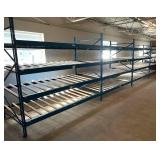 WOW MSRP $10,000 Heavy Duty 4-Tier Heavy Duty Steel Storage Carton Gravity Flow Racking With Blue Powder Coat Finish - In Excellent Condition 96" x 48" x 84"