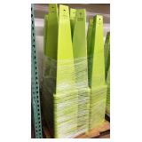 MSRP $8000 Lot Of 100 Impact Plain 3-Sided Safety Signs Cones -Highly visible fluorescent yellow/green. Warns of potential hazards; helps reduce injuries & liabilities -Keyholes on sides to attach