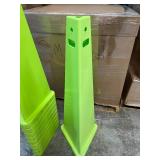 MSRP $8000 Lot Of 100 Impact Plain 3-Sided Safety Signs Cones -Highly visible fluorescent yellow/green. Warns of potential hazards; helps reduce injuries & liabilities -Keyholes on sides to attach