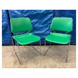 WOW $$$ RARE PAIR MCM 1970s Thomas Tolleson "Matrix" Krueger Reception Waiting Room Office Stackable Chairs - In Great Condition! Even Rarer Lime Green Color!