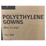 Box of 100 Non-Sterile Blue Polyethylene Gowns - X-Large