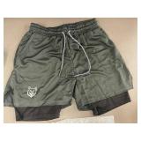 wolf box - Green Athletic Shorts with Inner Lining - Size Small