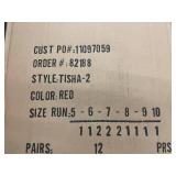 Lot of 12 Pairs of Red Platform Heels in Various Sizes