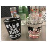Collection of Assorted Souvenir Shot Glasses and Tall Shooter Glasses