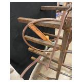 Rustic Metal Industrial Sculpture Stand with Wheels