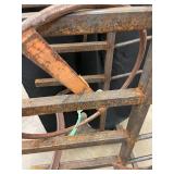 Rustic Metal Industrial Sculpture Stand with Wheels