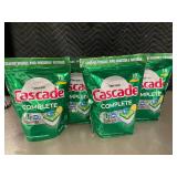 4 Packs of Cascade Complete Dishwasher Detergent with Lemon Scent