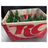 Vintage RC Cola Crate with Assorted Glass Soda Bottles