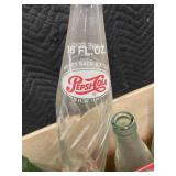 Vintage RC Cola Crate with Assorted Glass Soda Bottles