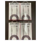 Set of 4 Audio Cables with 3.5mm Jack - Durable Insulation, 3 Feet Long